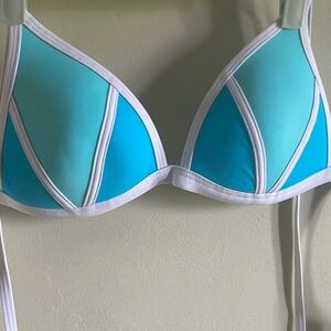 PINK - Victoria's Secret Womens Triangle Blue Green White Bikini Top